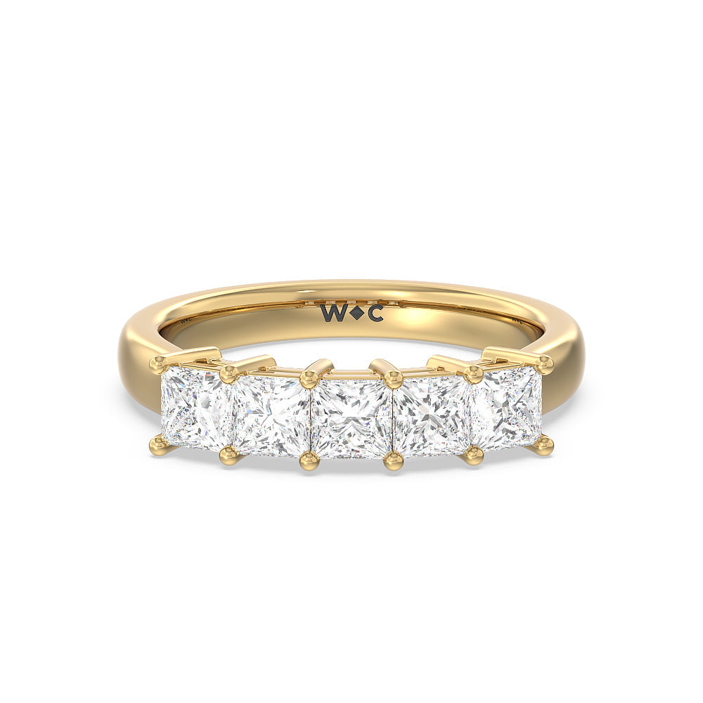Five Stone Princess Cut Diamond Ring (F/G SI+) with 18KT Yellow Gold / Natural / 1 1/2 Cut Diamond in 14KT Yellow Gold / Natural / 1 1/2 view 1
