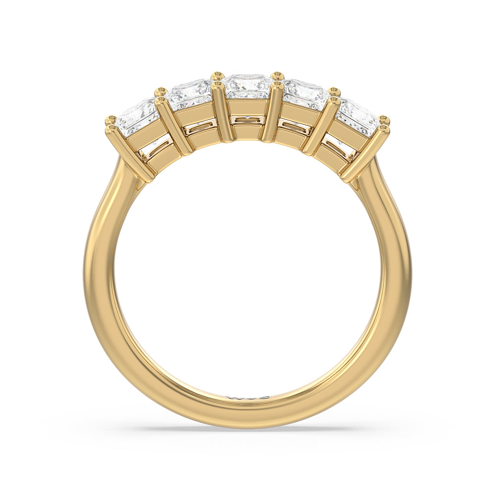 Five Stone Princess Cut Diamond Ring (F/G SI+) with 18KT Yellow Gold / Natural / 1 1/2 Cut Diamond in 14KT Yellow Gold / Natural / 1 1/2 view 2
