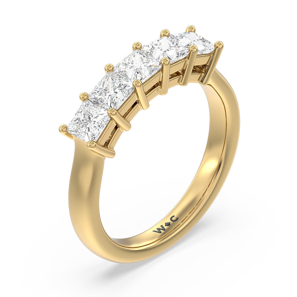 Five Stone Princess Cut Diamond Ring (F/G SI+) with 18KT Yellow Gold / Natural / 1 1/2 Cut Diamond in 14KT Yellow Gold / Natural / 1 1/2 view 3
