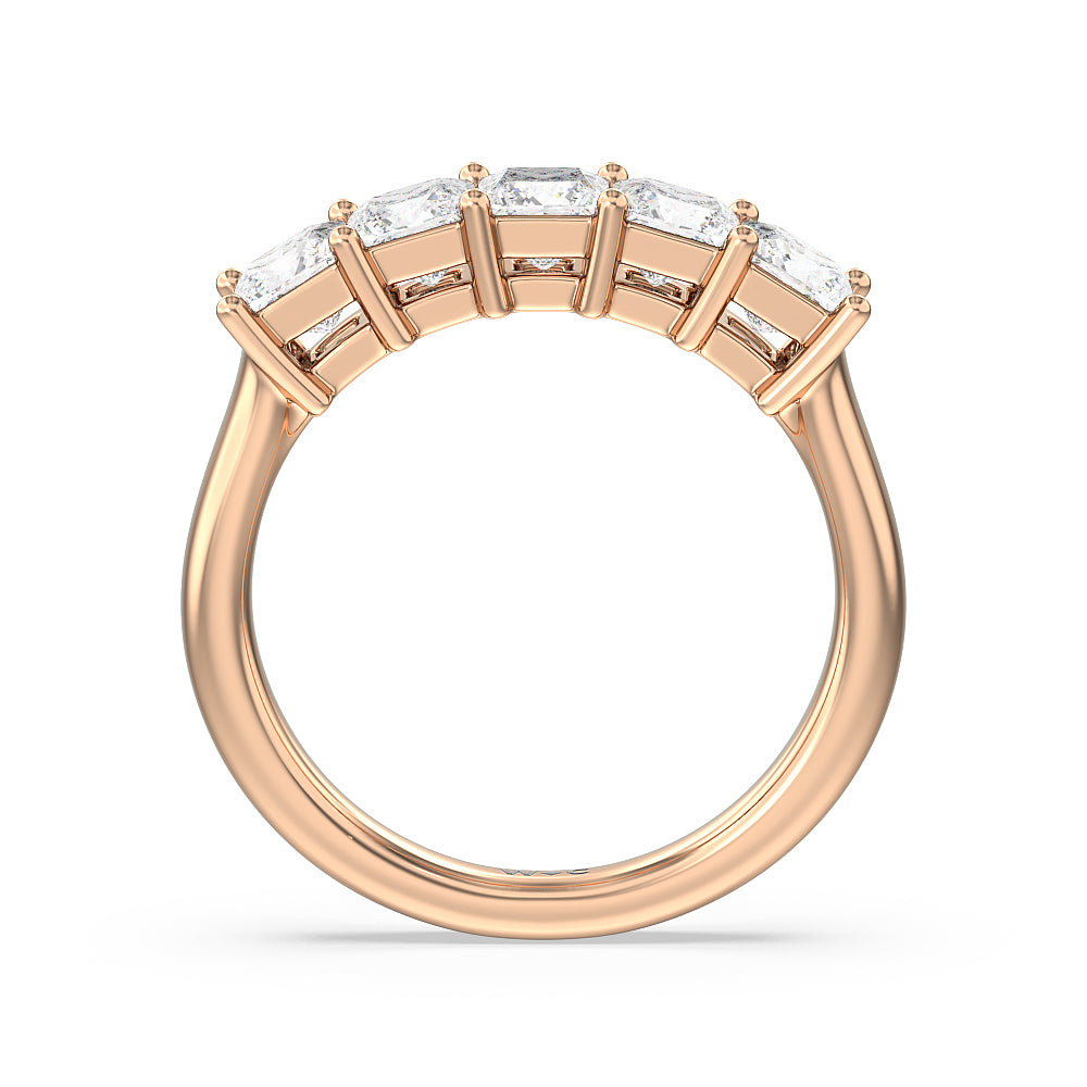 Five Stone Princess Cut Diamond Ring (F/G SI+) with 18KT Rose Gold / Natural / 2 Cut Diamond in 14KT Rose Gold / Natural / 2 view 2
