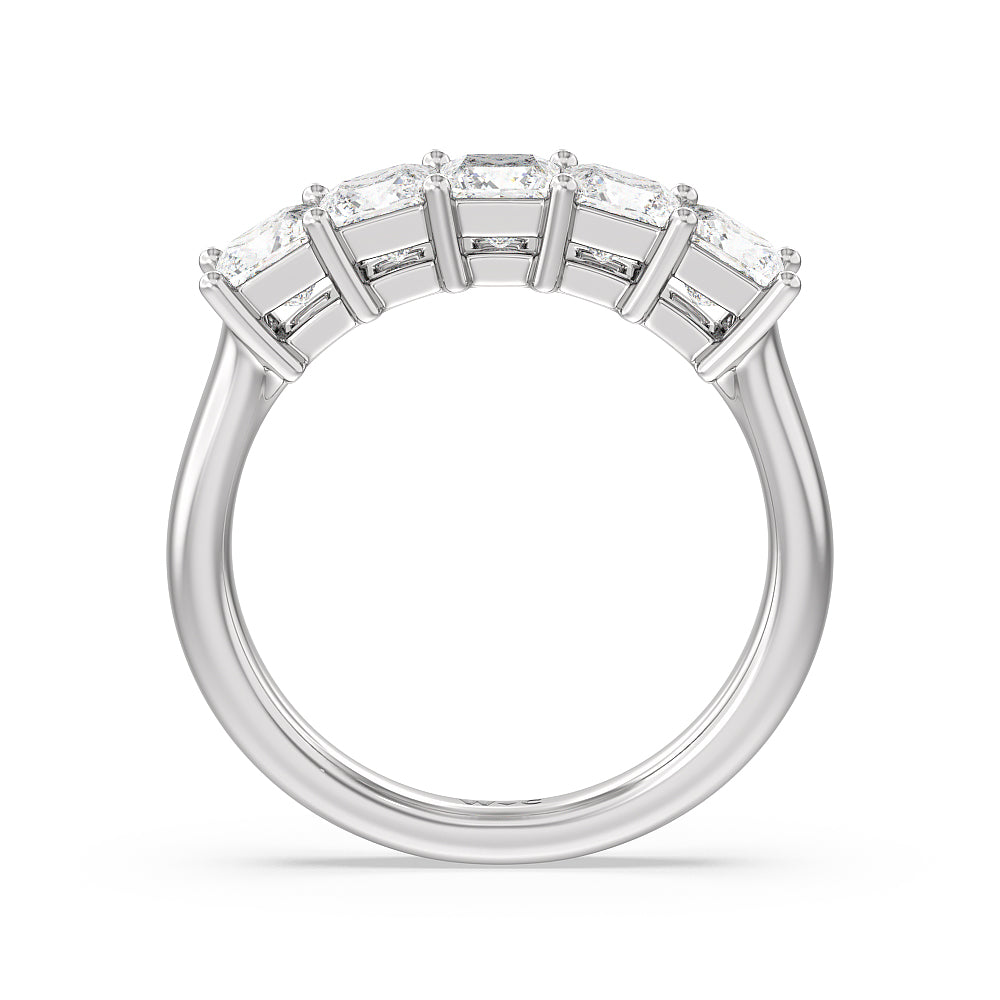 Five Stone Princess Cut Diamond Ring (F/G SI+) with Platinum / Natural / 2 Cut Diamond in 14KT Platinum / Natural / 2 view 2
