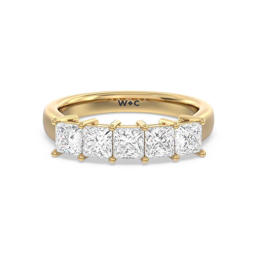 Five Stone Princess Cut Diamond Ring (F/G SI+) with 18KT Yellow Gold / Natural / 2 Cut Diamond in 14KT Yellow Gold / Natural / 2 view 1
