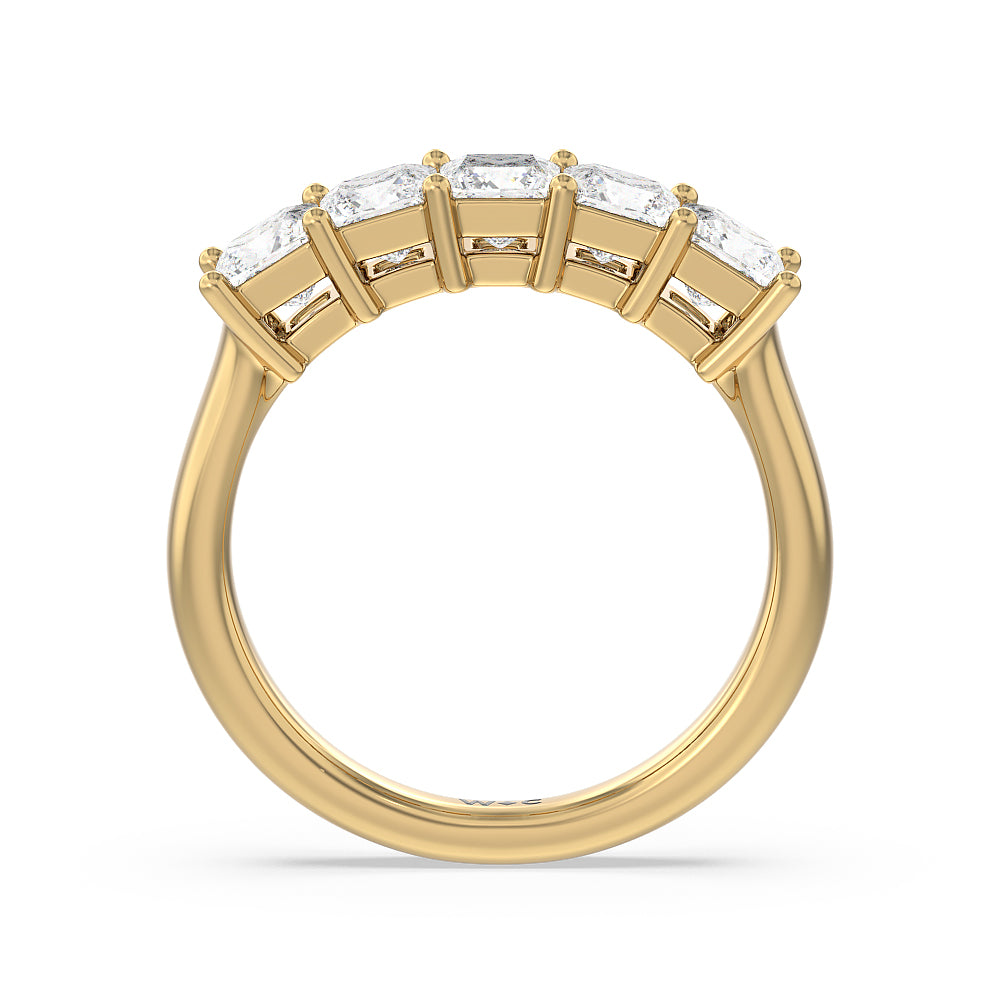 Five Stone Princess Cut Diamond Ring (F/G SI+) with 18KT Yellow Gold / Natural / 2 Cut Diamond in 14KT Yellow Gold / Natural / 2 view 2
