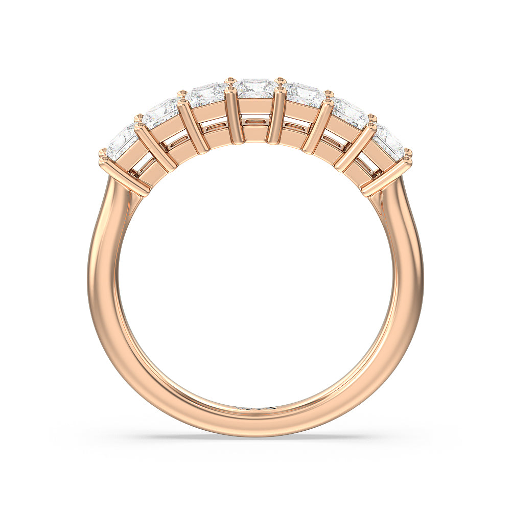 Seven Stone Princess Cut Diamond Ring with 18KT Rose Gold / Natural / 1 Cut Diamond in 14KT Rose Gold / Natural / 1 view 2
