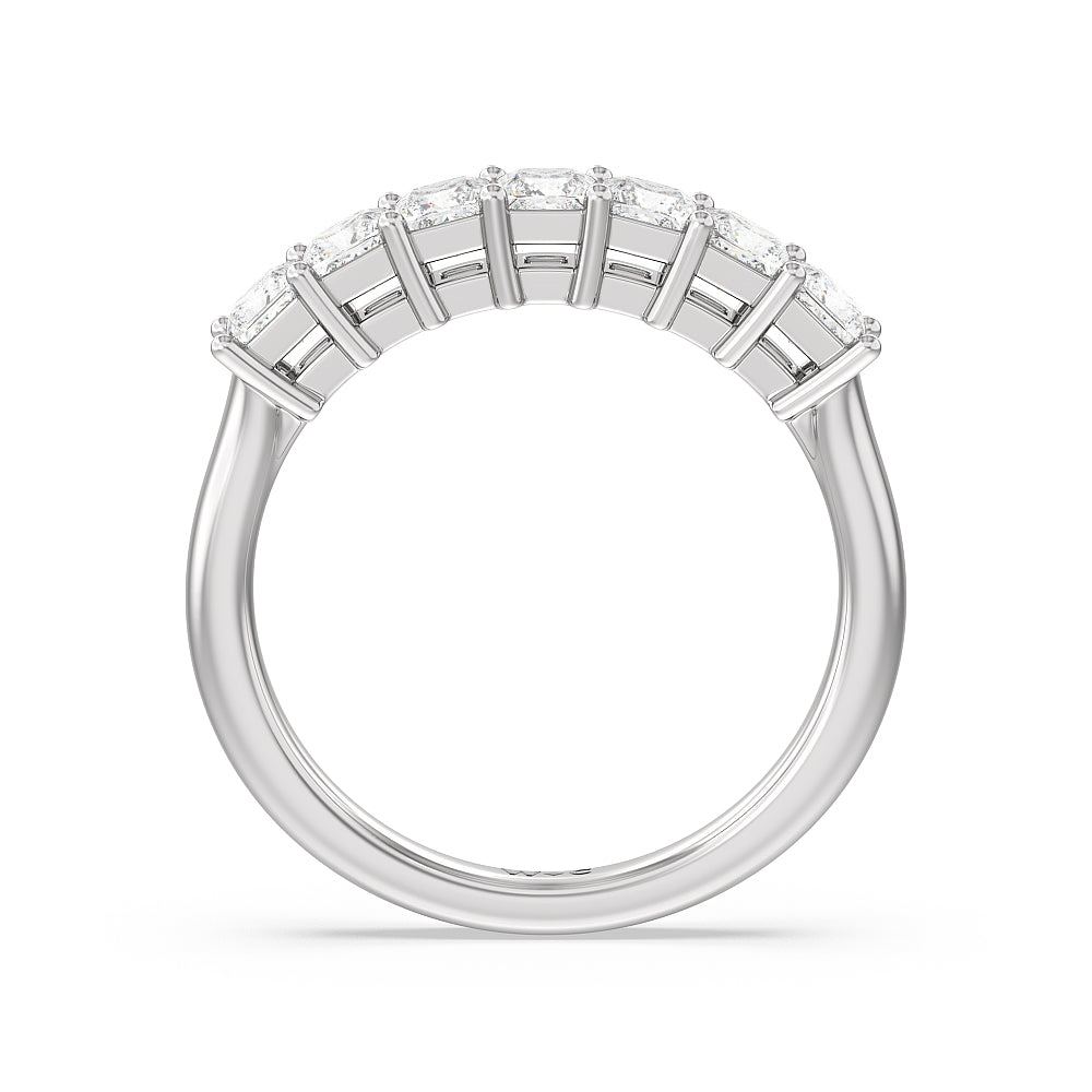 Seven Stone Princess Cut Diamond Ring with Platinum / Natural / 1 Cut Diamond in 14KT Platinum / Natural / 1 view 2

