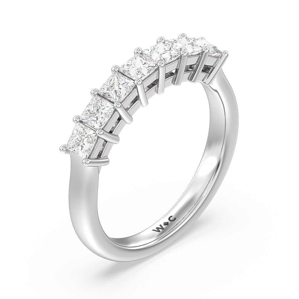 Seven Stone Princess Cut Diamond Ring with Platinum / Natural / 1 Cut Diamond in 14KT Platinum / Natural / 1 view 3
