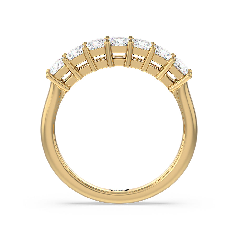 Seven Stone Princess Cut Diamond Ring with 18KT Yellow Gold / Natural / 1 Cut Diamond in 14KT Yellow Gold / Natural / 1 view 2
