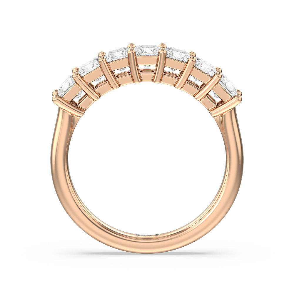 Seven Stone Princess Cut Diamond Ring with 18KT Rose Gold / Natural / 1 1/2 Cut Diamond in 14KT Rose Gold / Natural / 1 1/2 view 2
