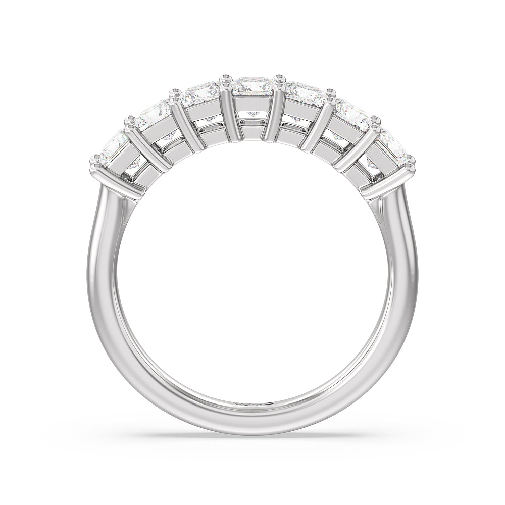 Seven Stone Princess Cut Diamond Ring with Platinum / Natural / 1 1/2 Cut Diamond in 14KT Platinum / Natural / 1 1/2 view 2
