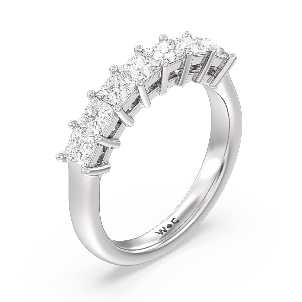 Seven Stone Princess Cut Diamond Ring with Platinum / Natural / 1 1/2 Cut Diamond in 14KT Platinum / Natural / 1 1/2 view 3
