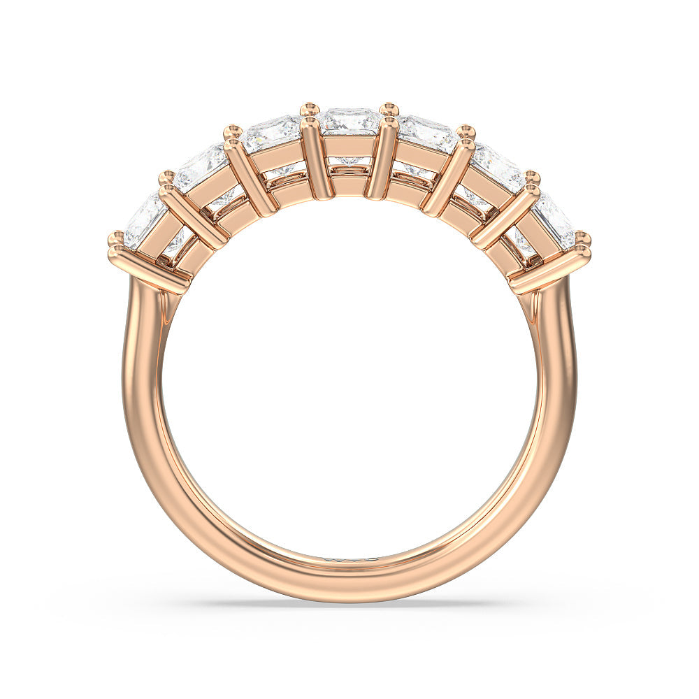 Seven Stone Princess Cut Diamond Ring with 18KT Rose Gold / Natural / 2 Cut Diamond in 14KT Rose Gold / Natural / 2 view 2
