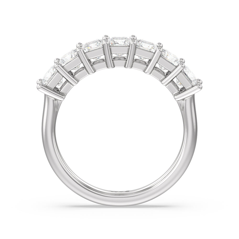 Seven Stone Princess Cut Diamond Ring with Platinum / Natural / 2 Cut Diamond in 14KT Platinum / Natural / 2 view 2
