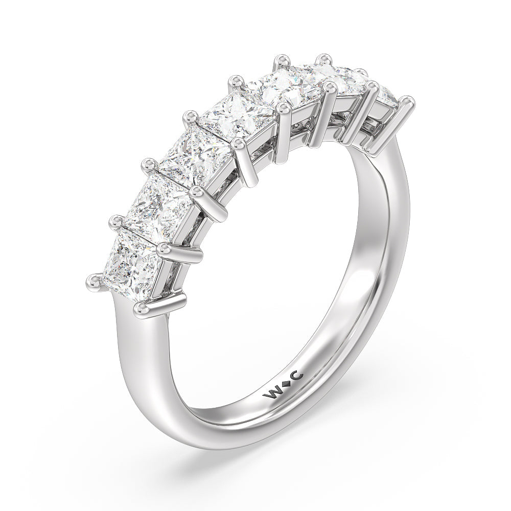 Seven Stone Princess Cut Diamond Ring with Platinum / Natural / 2 Cut Diamond in 14KT Platinum / Natural / 2 view 3
