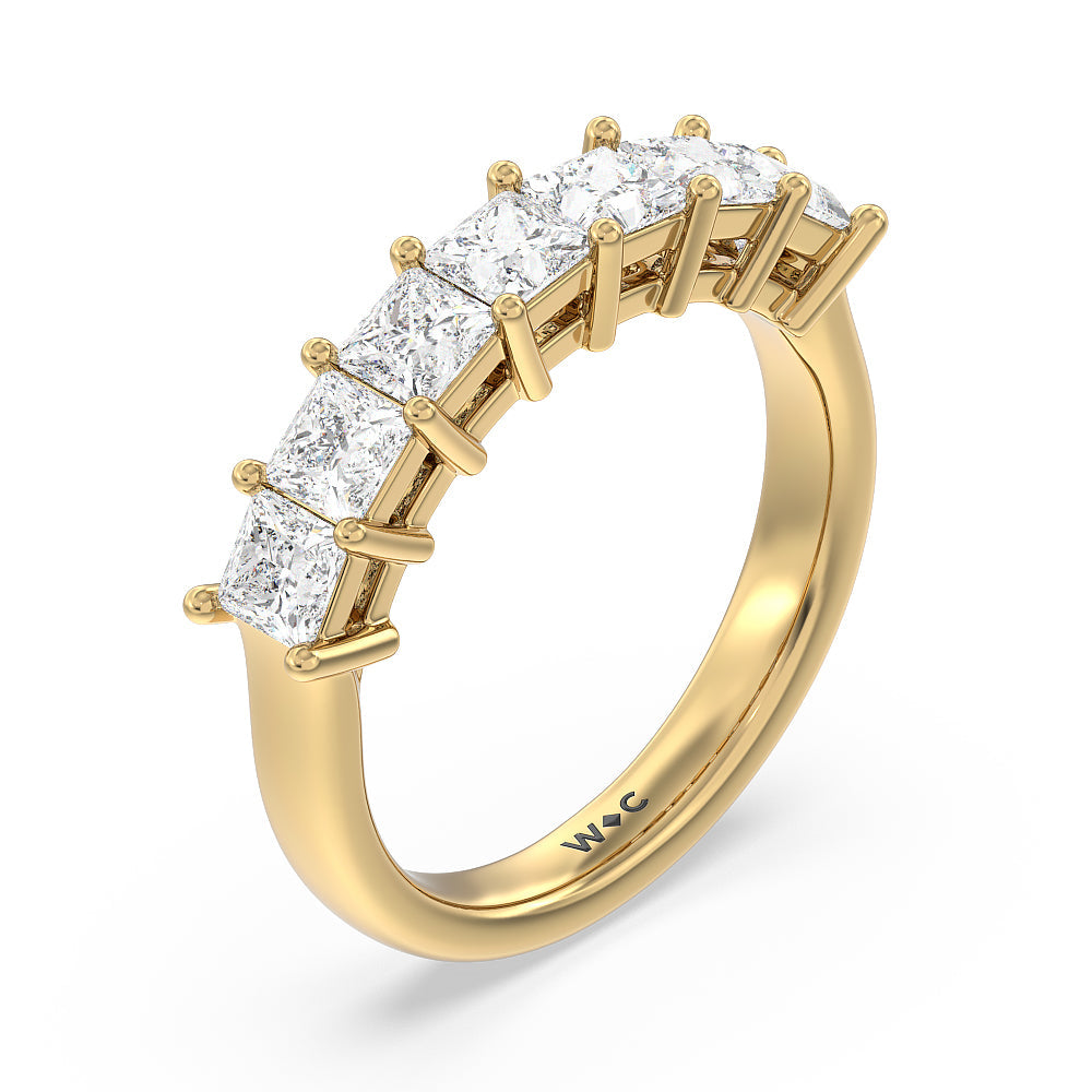 Seven Stone Princess Cut Diamond Ring with 18KT Yellow Gold / Natural / 2 Cut Diamond in 14KT Yellow Gold / Natural / 2 view 3
