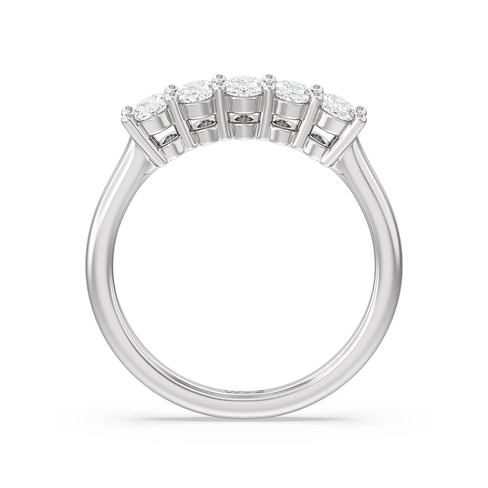 Five Stone Oval Cut Diamond Ring with Platinum / Natural / 1 Cut Diamond in 14KT Platinum / Natural / 1 view 2
