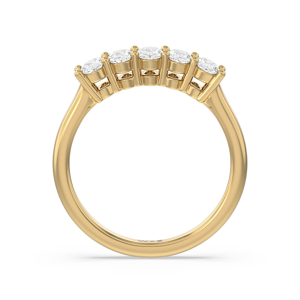 Five Stone Oval Cut Diamond Ring with 18KT Yellow Gold / Natural / 1 Cut Diamond in 14KT Yellow Gold / Natural / 1 view 2
