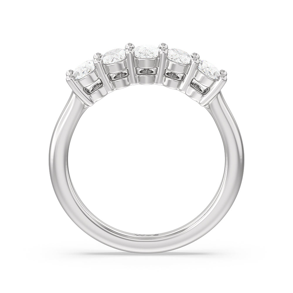 Five Stone Oval Cut Diamond Ring with Platinum / Natural / 1 1/2 Cut Diamond in 14KT Platinum / Natural / 1 1/2 view 2
