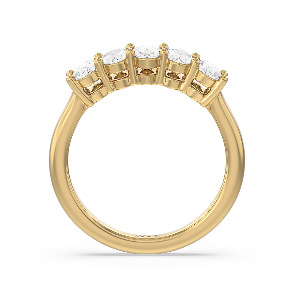 Five Stone Oval Cut Diamond Ring with 18KT Yellow Gold / Natural / 1 1/2 Cut Diamond in 14KT Yellow Gold / Natural / 1 1/2 view 2
