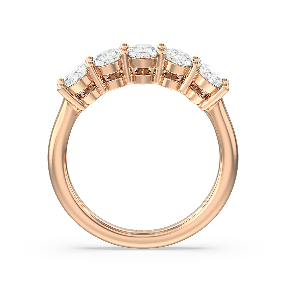 Five Stone Oval Cut Diamond Ring with 18KT Rose Gold / Natural / 2 Cut Diamond in 14KT Rose Gold / Natural / 2 view 2
