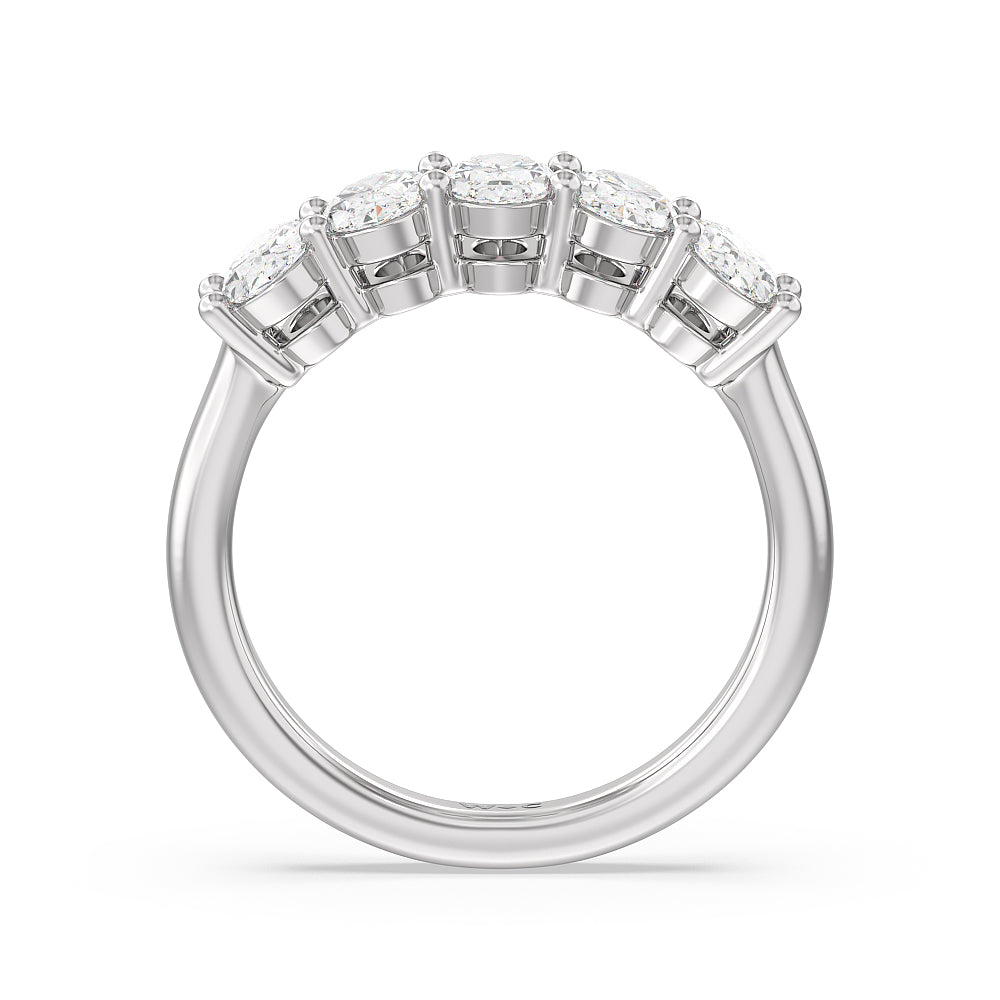 Five Stone Oval Cut Diamond Ring with Platinum / Natural / 2 Cut Diamond in 14KT Platinum / Natural / 2 view 2
