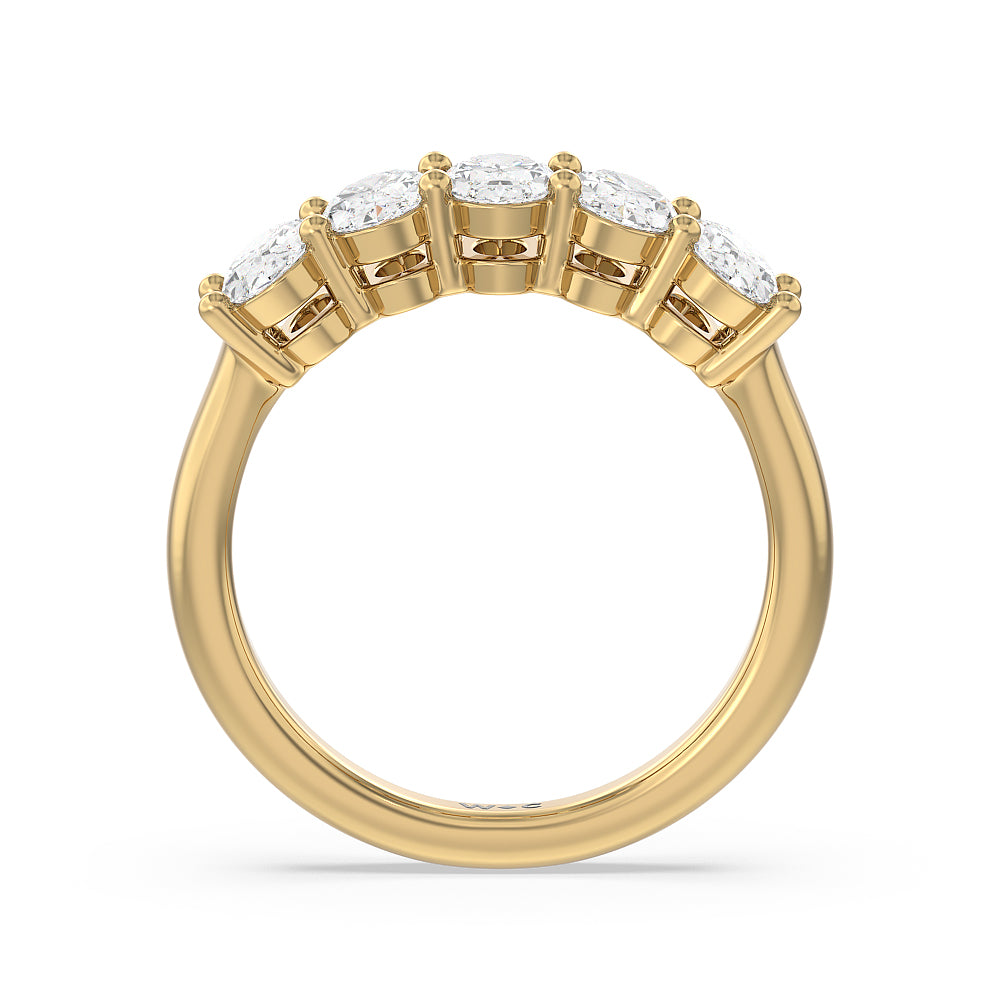 Five Stone Oval Cut Diamond Ring with 18KT Yellow Gold / Natural / 2 Cut Diamond in 14KT Yellow Gold / Natural / 2 view 2
