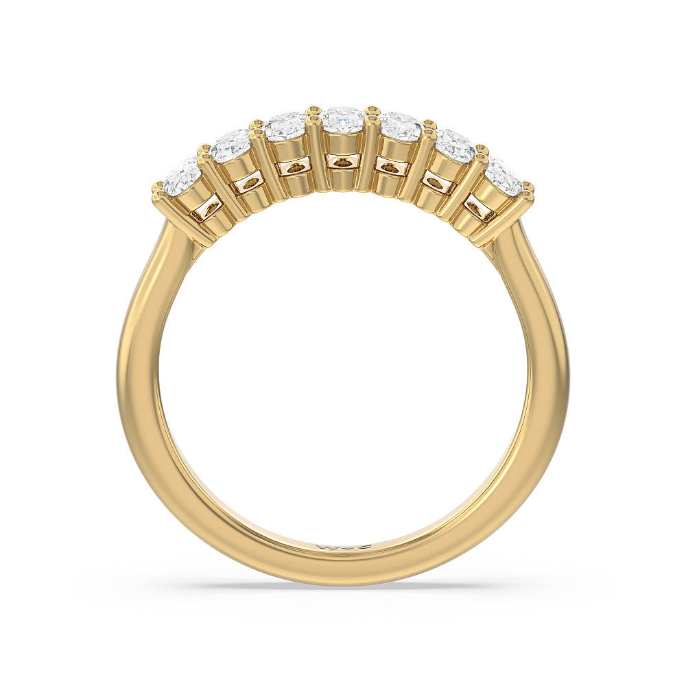 Seven Stone Oval Cut Diamond Ring with 18KT Yellow Gold / Natural / 1 Cut Diamond in 14KT Yellow Gold / Natural / 1 view 2

