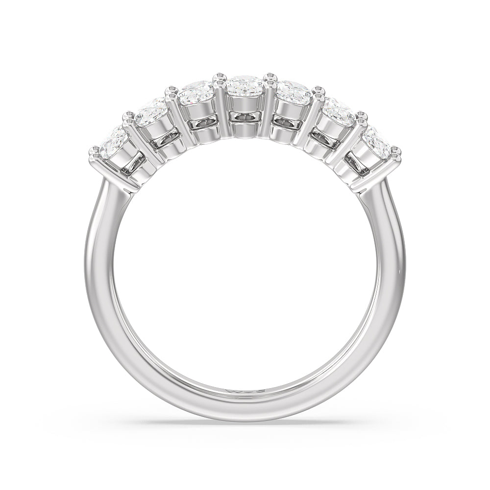 Seven Stone Oval Cut Diamond Ring with Platinum / Natural / 1 1/2 Cut Diamond in 14KT Platinum / Natural / 1 1/2 view 2
