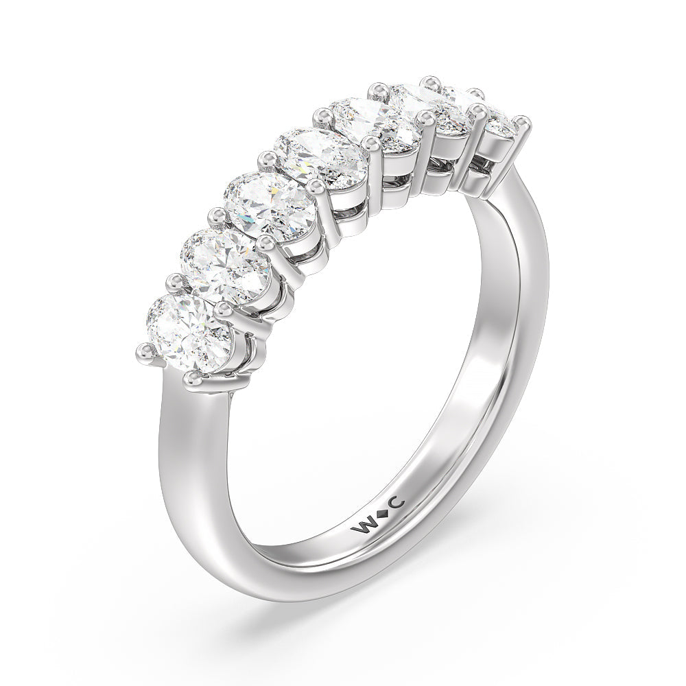 Seven Stone Oval Cut Diamond Ring with Platinum / Natural / 1 1/2 Cut Diamond in 14KT Platinum / Natural / 1 1/2 view 3
