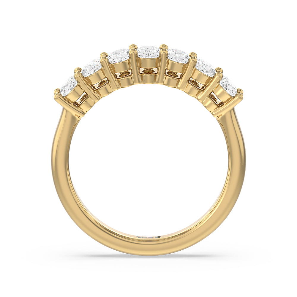 Seven Stone Oval Cut Diamond Ring with 18KT Yellow Gold / Natural / 1 1/2 Cut Diamond in 14KT Yellow Gold / Natural / 1 1/2 view 2
