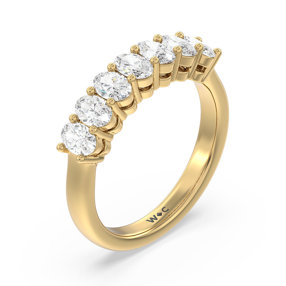 Seven Stone Oval Cut Diamond Ring with 18KT Yellow Gold / Natural / 1 1/2 Cut Diamond in 14KT Yellow Gold / Natural / 1 1/2 view 3
