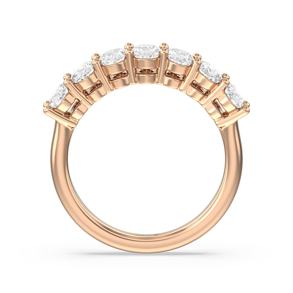 Seven Stone Oval Cut Diamond Ring with 18KT Rose Gold / Natural / 2 Cut Diamond in 14KT Rose Gold / Natural / 2 view 4

