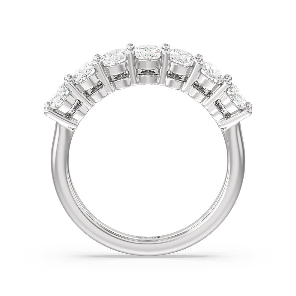 Seven Stone Oval Cut Diamond Ring with Platinum / Natural / 2 Cut Diamond in 14KT Platinum / Natural / 2 view 4
