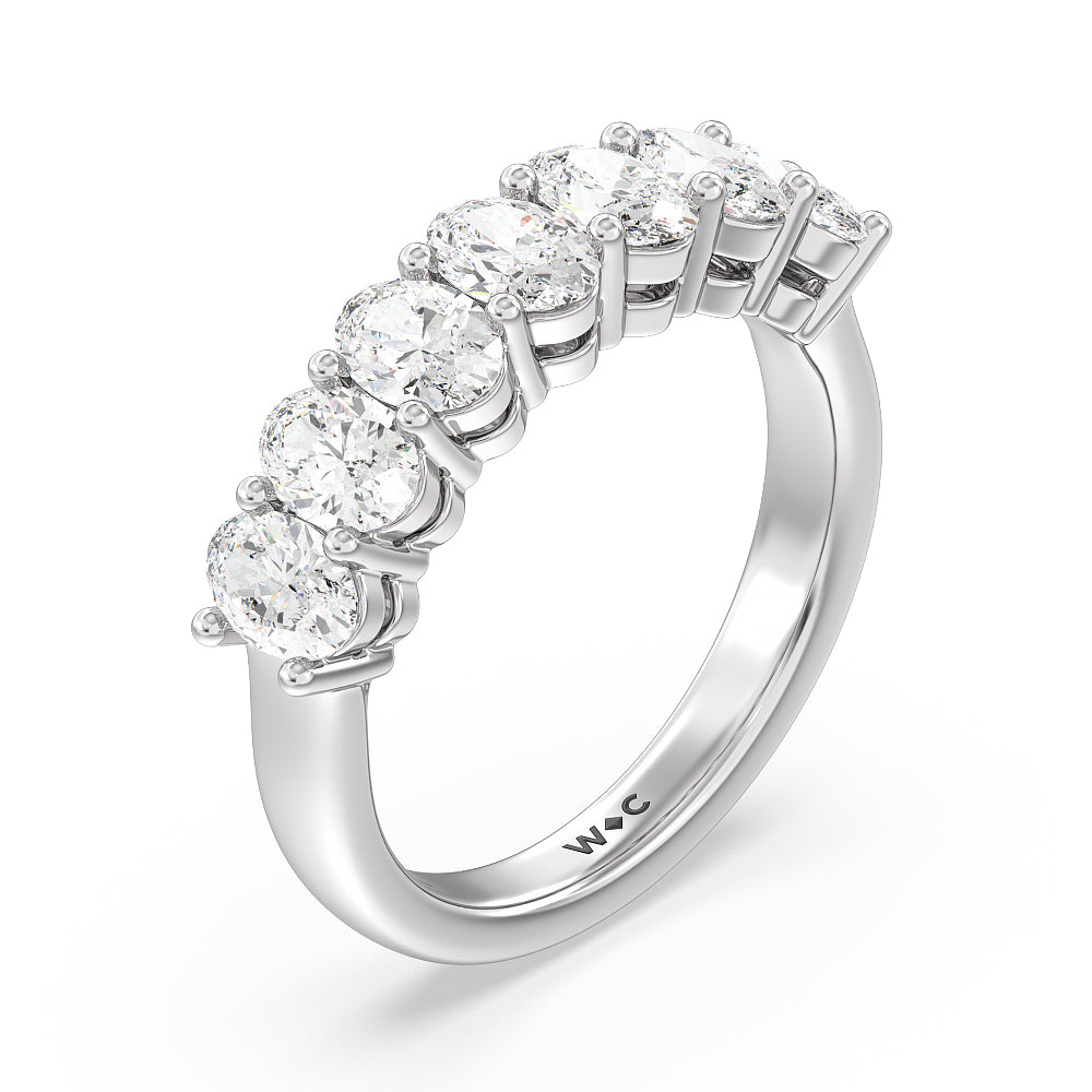 Seven Stone Oval Cut Diamond Ring with Platinum / Natural / 2 Cut Diamond in 14KT Platinum / Natural / 2 view 5
