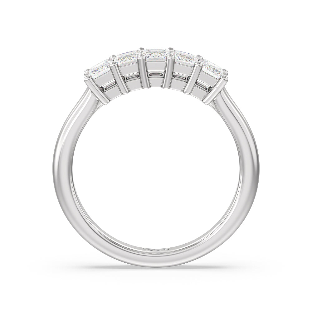 Five Stone Emerald Cut Diamond Ring (F/G SI+) with Platinum / Natural / 1 Cut Diamond in 14KT Platinum / Natural / 1 view 2
