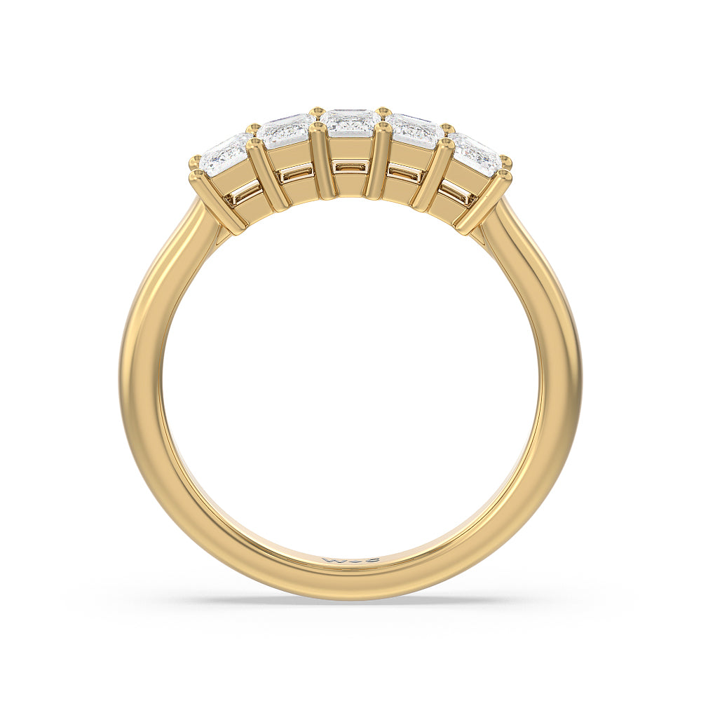 Five Stone Emerald Cut Diamond Ring (F/G SI+) with 18KT Yellow Gold / Natural / 1 Cut Diamond in 14KT Yellow Gold / Natural / 1 view 2
