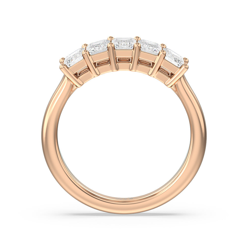 Five Stone Emerald Cut Diamond Ring (F/G SI+) with 18KT Rose Gold / Natural / 1 1/2 Cut Diamond in 14KT Rose Gold / Natural / 1 1/2 view 2
