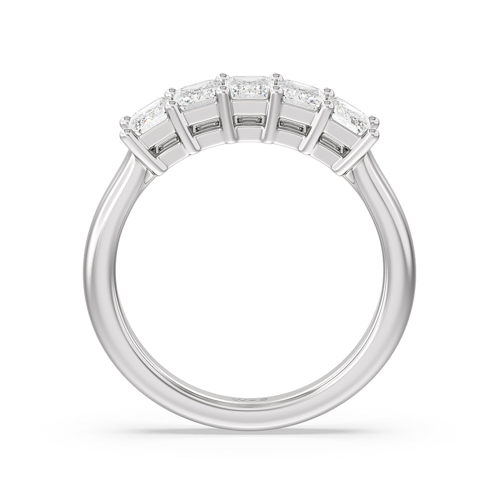 Five Stone Emerald Cut Diamond Ring (F/G SI+) with Platinum / Natural / 1 1/2 Cut Diamond in 14KT Platinum / Natural / 1 1/2 view 2
