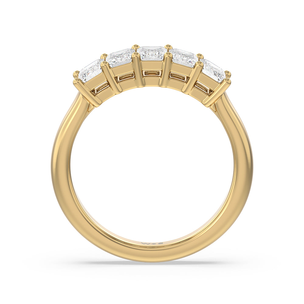 Five Stone Emerald Cut Diamond Ring (F/G SI+) with 18KT Yellow Gold / Natural / 1 1/2 Cut Diamond in 14KT Yellow Gold / Natural / 1 1/2 view 2
