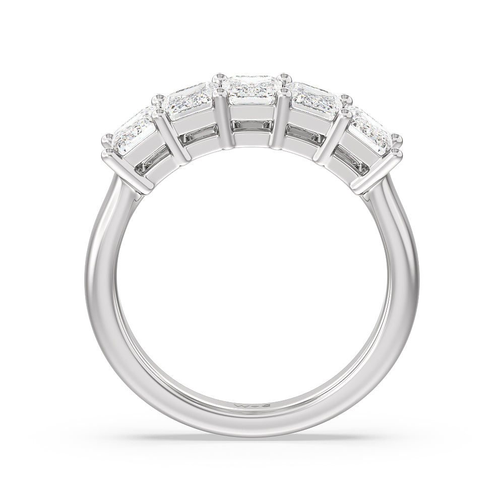 Five Stone Emerald Cut Diamond Ring (F/G SI+) with Platinum / Natural / 2 Cut Diamond in 14KT Platinum / Natural / 2 view 2
