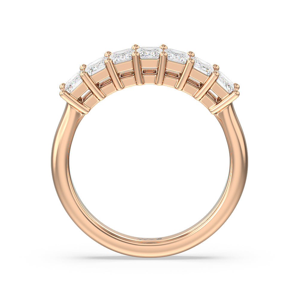 Seven Stone Emerald Cut Diamond Ring (F/G SI+) with 18KT Rose Gold / Natural / 1 1/2 Cut Diamond in 14KT Rose Gold / Natural / 1 1/2 view 2
