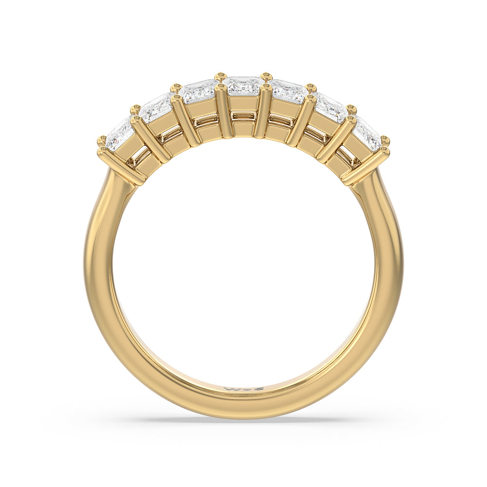 Seven Stone Emerald Cut Diamond Ring (F/G SI+) with 18KT Yellow Gold / Natural / 1 1/2 Cut Diamond in 14KT Yellow Gold / Natural / 1 1/2 view 2
