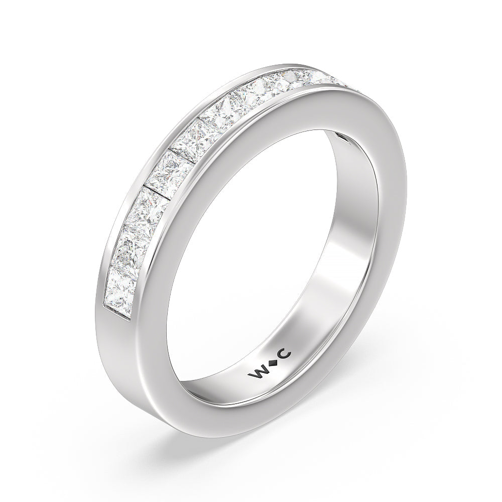 Princess Cut Diamond Channel Set Band with Platinum / Lab / 1 Cut Diamond in 14KT Platinum / Lab / 1 view 3
