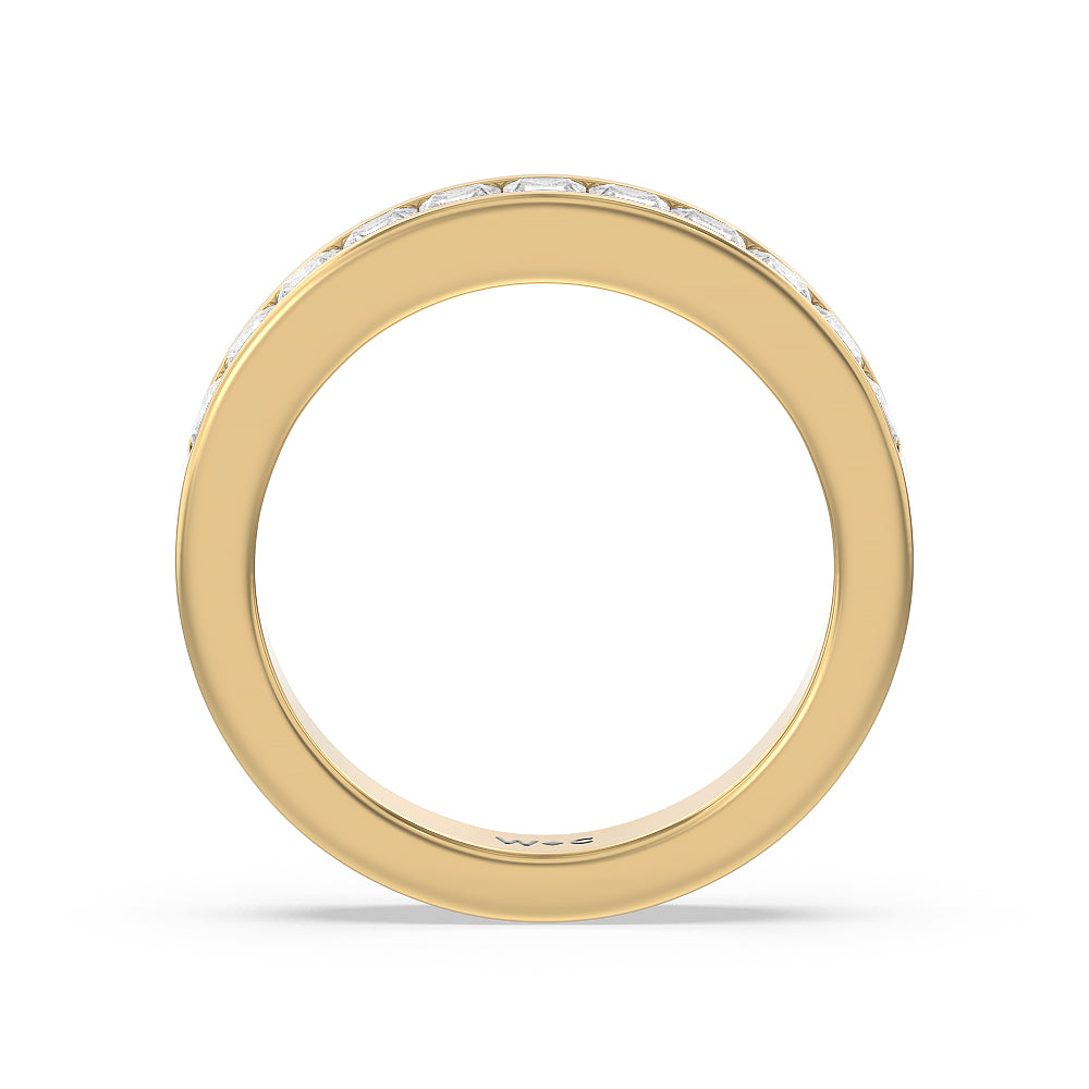 Princess Cut Diamond Channel Set Band with 18KT Yellow Gold / Lab / 1 Cut Diamond in 14KT Yellow Gold / Lab / 1 view 2
