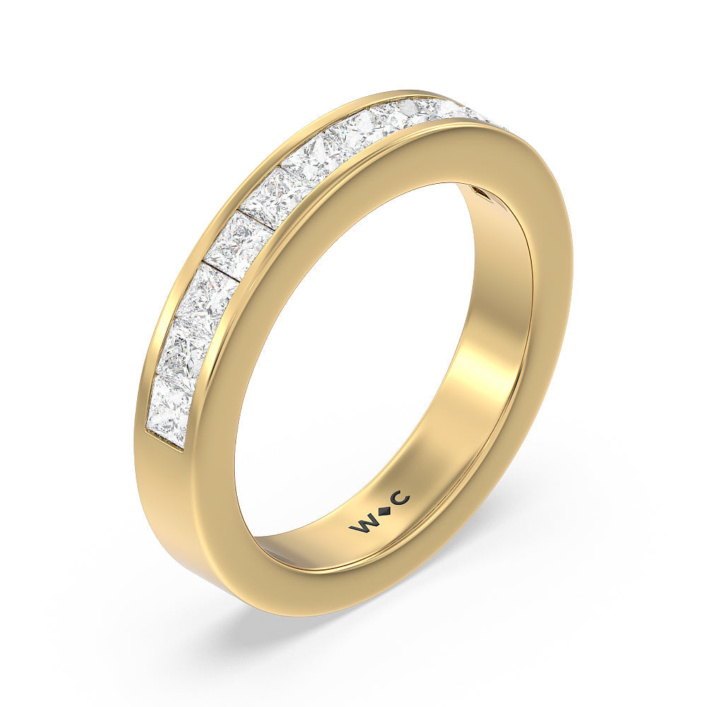 Princess Cut Diamond Channel Set Band with 18KT Yellow Gold / Lab / 1 Cut Diamond in 14KT Yellow Gold / Lab / 1 view 3
