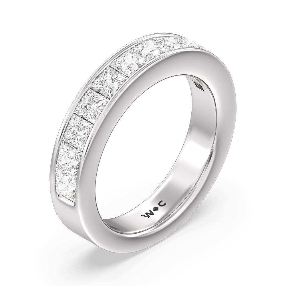 Princess Cut Diamond Channel Set Band with Platinum / Lab / 1 1/2 Cut Diamond in 14KT Platinum / Lab / 1 1/2 view 3

