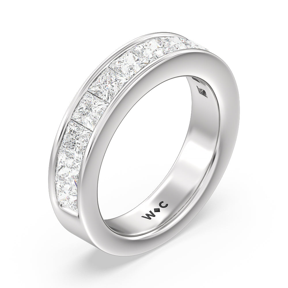 Princess Cut Diamond Channel Set Band with Platinum / Lab / 2 Cut Diamond in 14KT Platinum / Lab / 2 view 3

