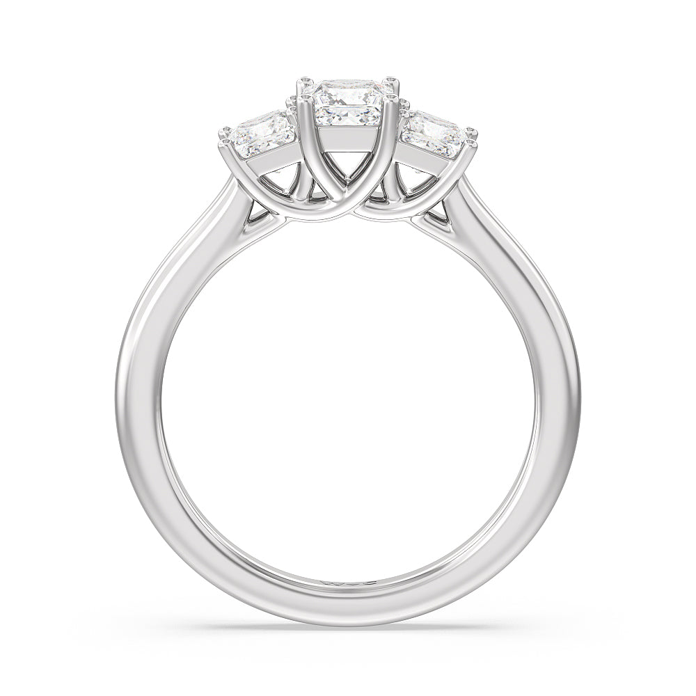 Three Stone Princess Cut Diamond Ring with Platinum / Natural / 1 Cut Diamond in 14KT Platinum / Natural / 1 view 2
