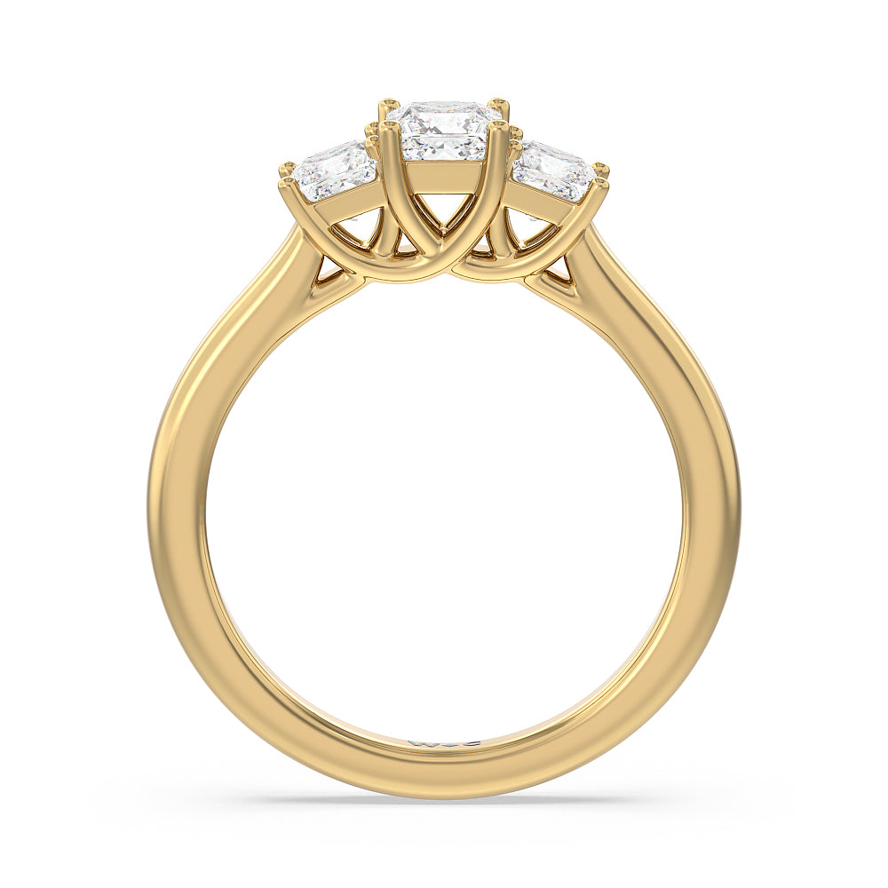 Three Stone Princess Cut Diamond Ring with 18KT Yellow Gold / Natural / 1 Cut Diamond in 14KT Yellow Gold / Natural / 1 view 2
