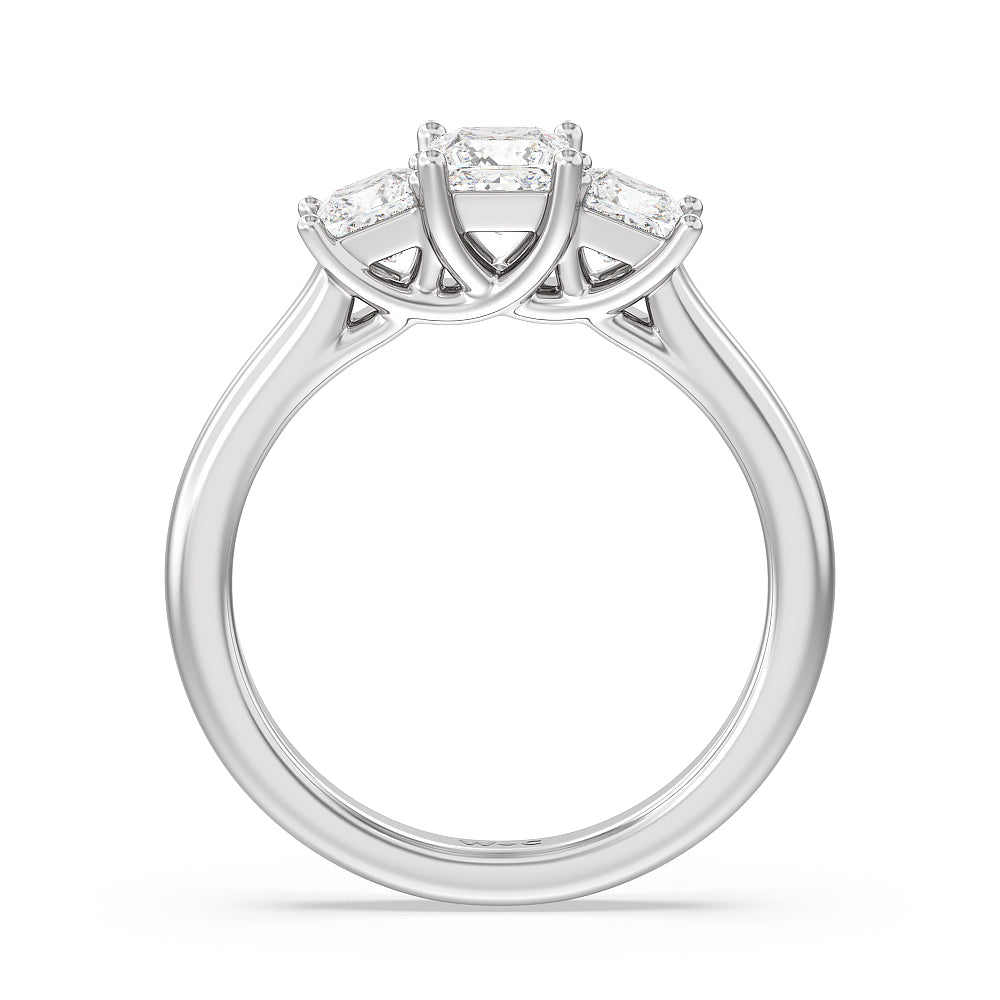 Three Stone Princess Cut Diamond Ring with Platinum / Natural / 1 1/2 Cut Diamond in 14KT Platinum / Natural / 1 1/2 view 2
