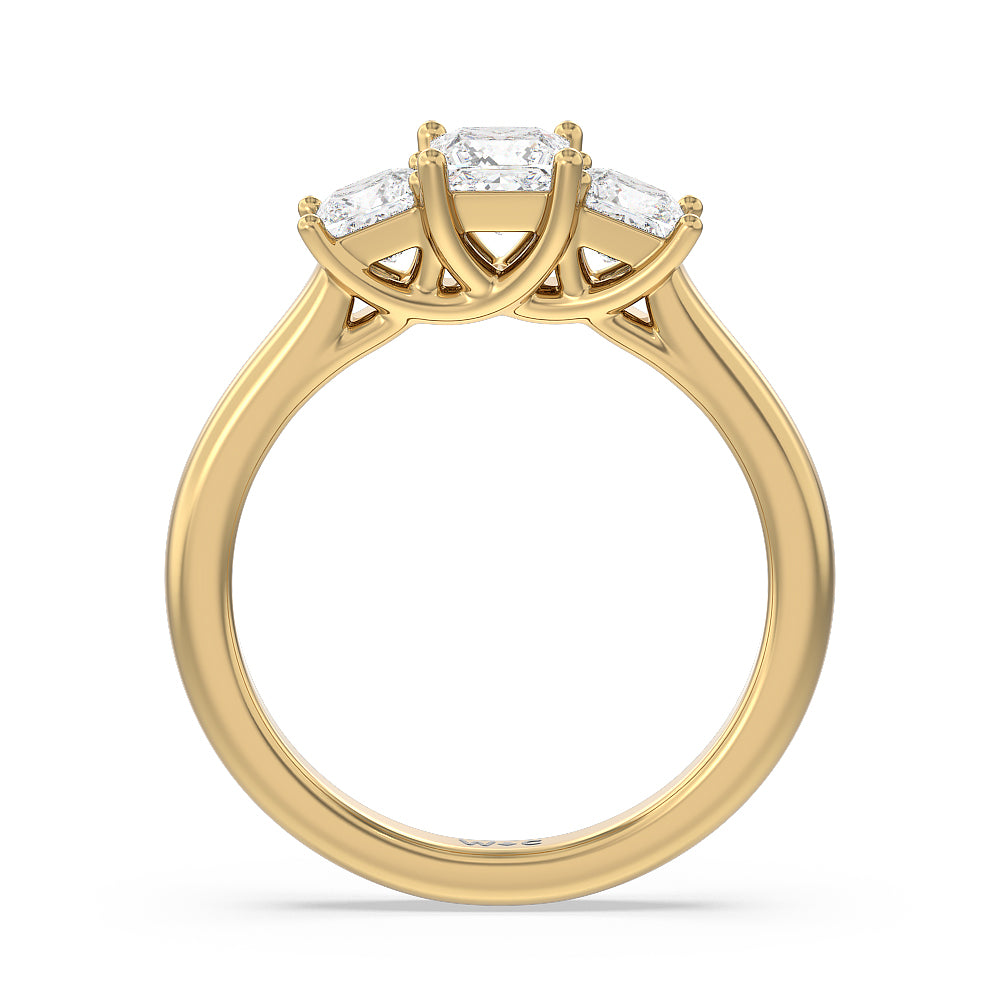 Three Stone Princess Cut Diamond Ring with 18KT Yellow Gold / Natural / 1 1/2 Cut Diamond in 14KT Yellow Gold / Natural / 1 1/2 view 2
